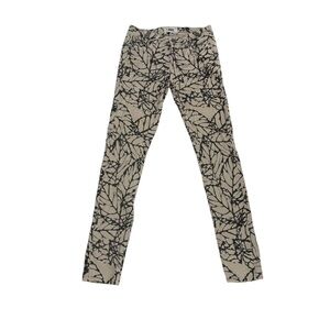 PAIGE Skyline Skinny Cream Black Leaf Pattern Jeans Size 28 Women’s
